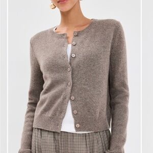 Reformation Clara Cashmere Crew Cardigan Cocoa Small